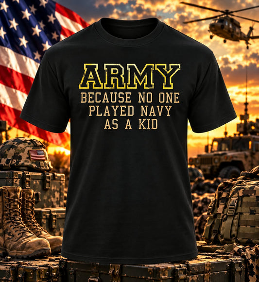 No One Played Navy Black T-shirt with themed background