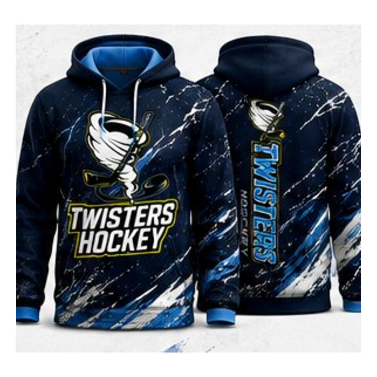 Twisters Navy / Blue sublimated hoodie front and back