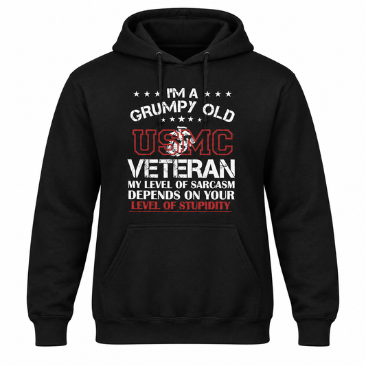 Grumpy Old USMC Veteran (Black) Gildan Softstyle Hoodie