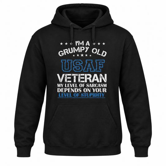 Grumpy Old USAF Veteran (Black) Gildan Softstyle Hoodie