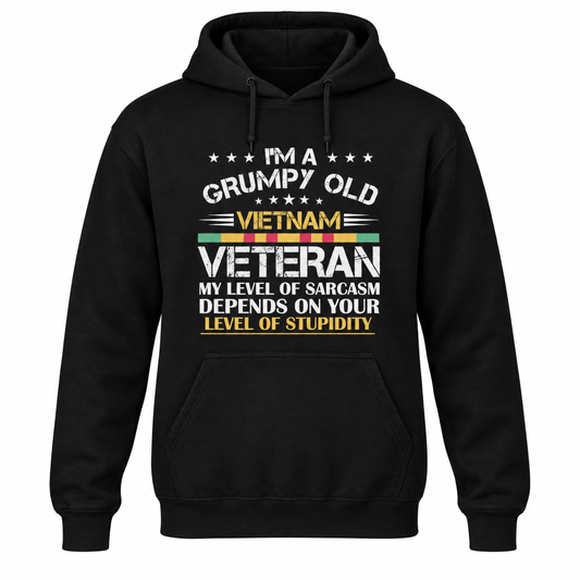 Grumpy Old Vietnam Veteran (Black) Gildan Softstyle Hoodie