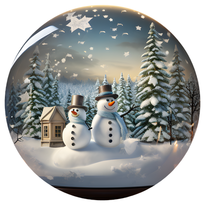 Snowman Couple Flat Sublimation Ornament – Design 06 artwork