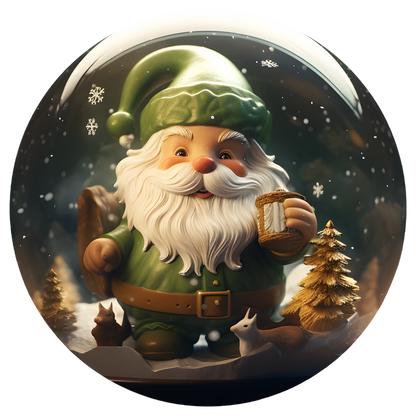 Cozy Christmas Gnome Flat Sublimation Ornament – Design 08 artwork
