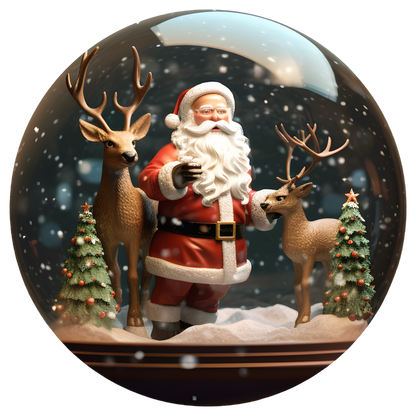 Santa and Reindeer Flat Sublimation Ornament – Design 09 artwork