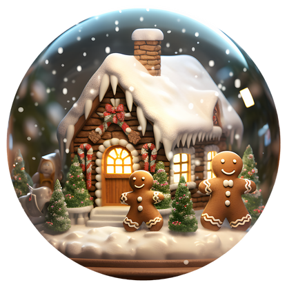 Gingerbread Cottage Flat Sublimation Ornament – Design 13 artwork