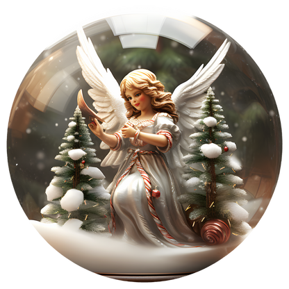 Winter Angel Flat Sublimation Ornament – Design 16 artwork