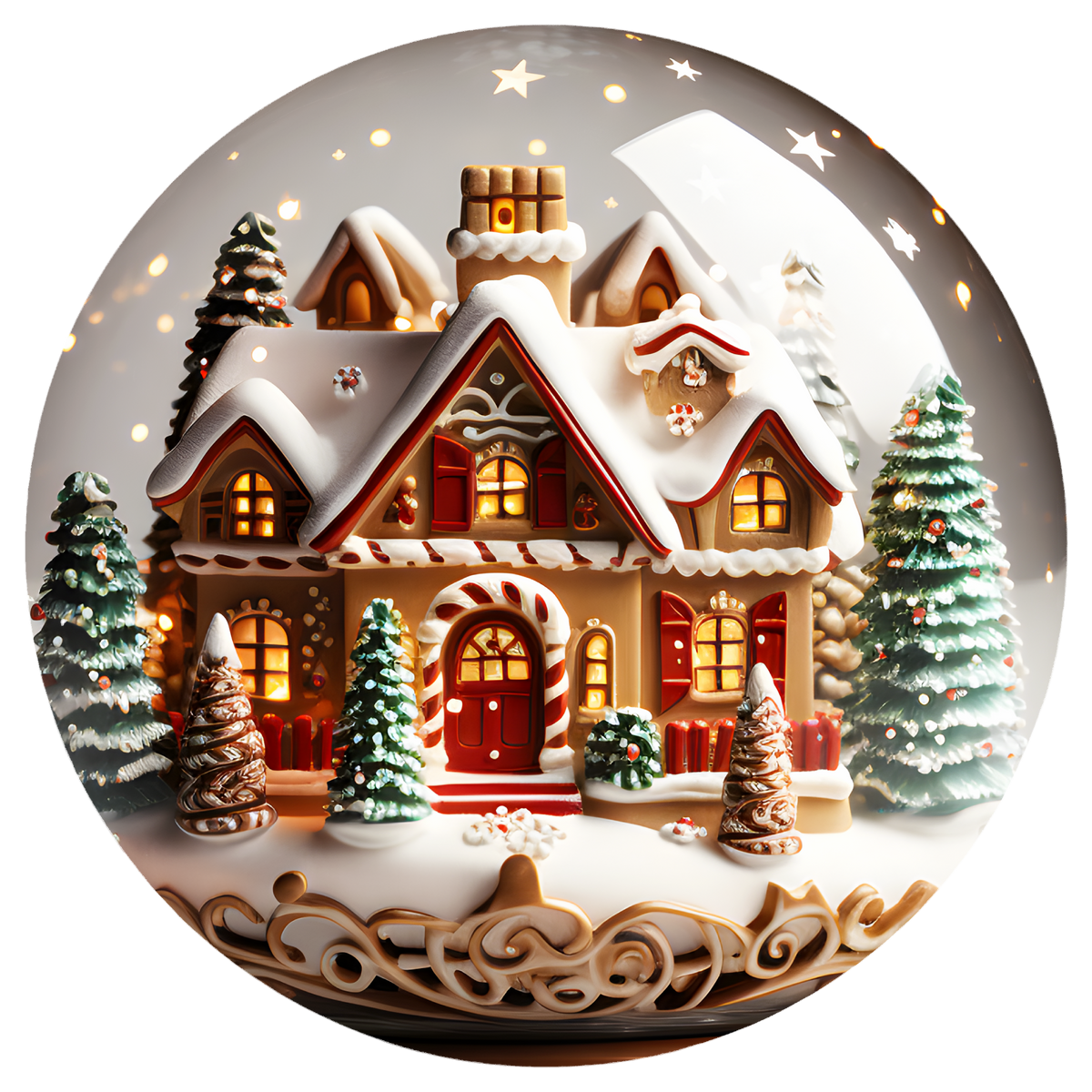 Gingerbread House Flat Sublimation Ornament – Design 20 artwork