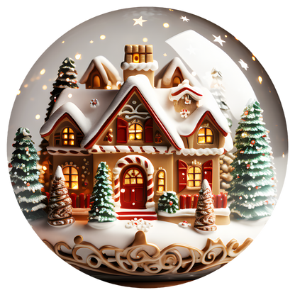 Gingerbread House Flat Sublimation Ornament – Design 20 artwork
