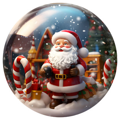 Santa with Candy Cane Flat Sublimation Ornament – Design 24 artwork