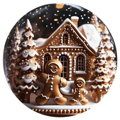 Gingerbread Family House Flat Sublimation Ornament – Design 25 artwork