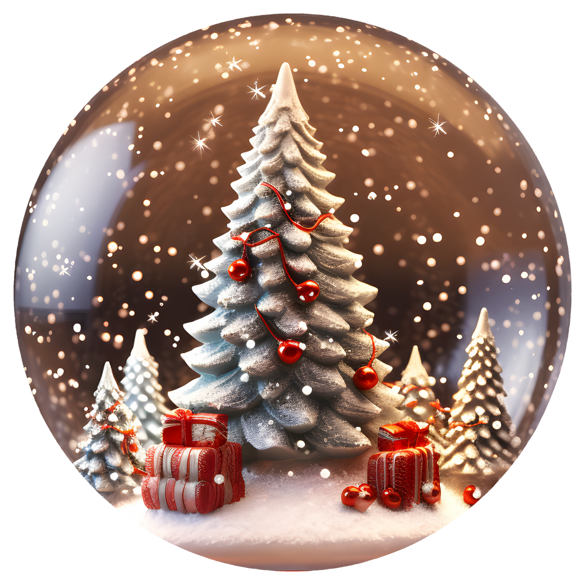 Christmas Tree and Presents Flat Sublimation Ornament – Design 27 artwork