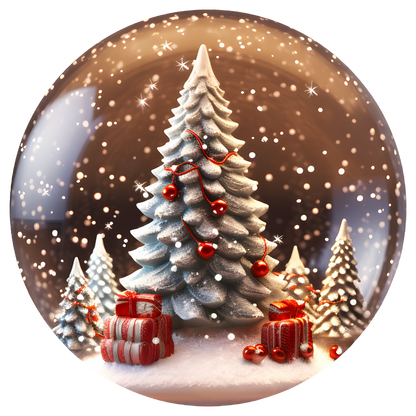 Christmas Tree and Presents Flat Sublimation Ornament – Design 27 artwork