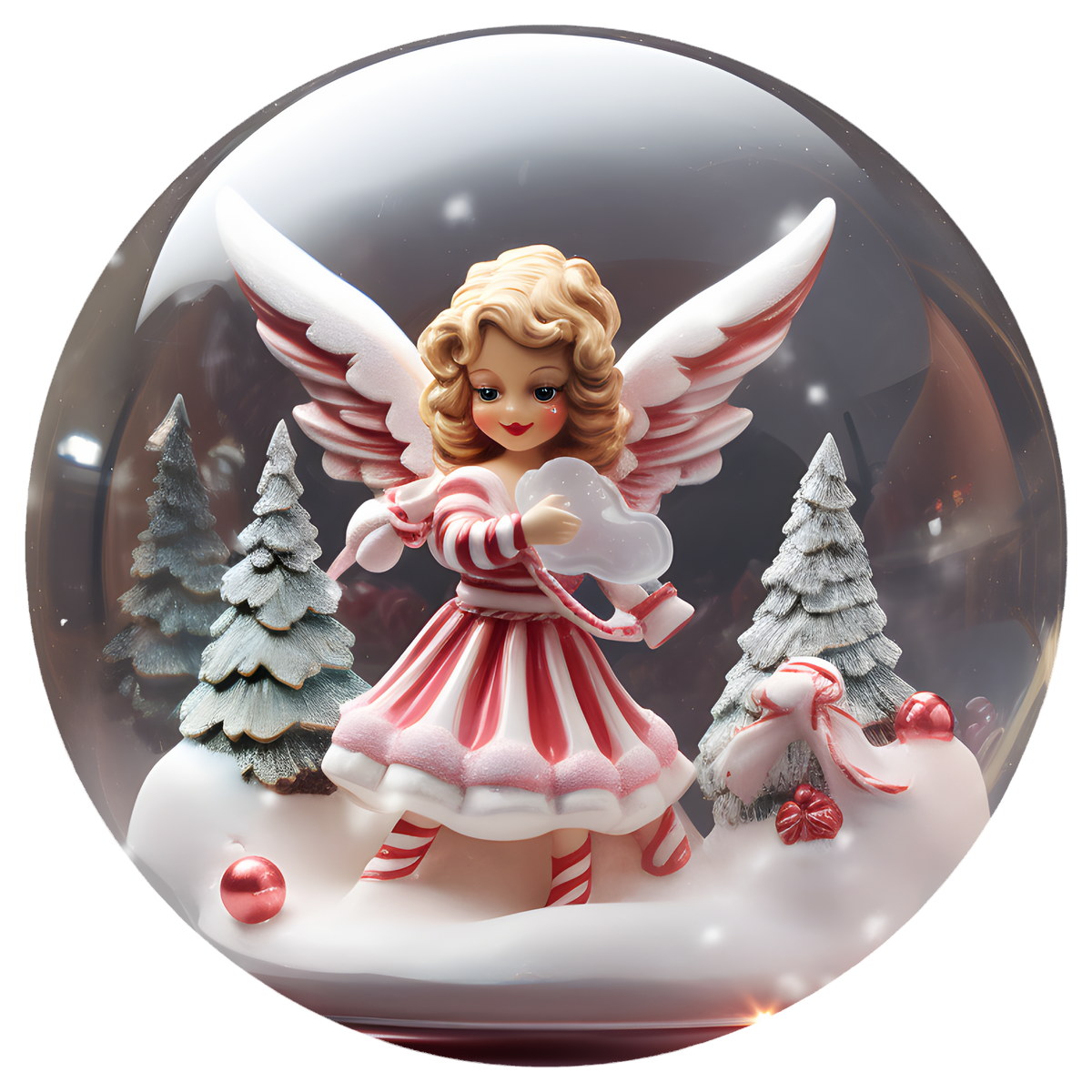Pink Winter Angel Flat Sublimation Ornament – Design 31 artwork