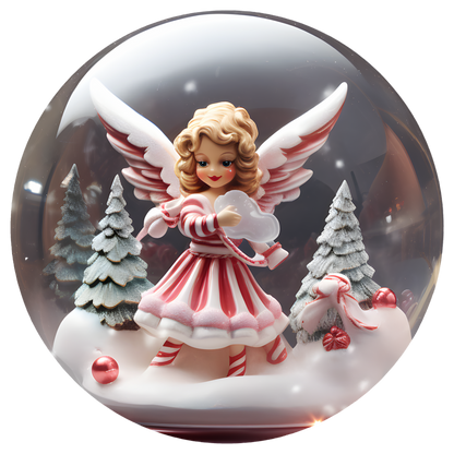 Pink Winter Angel Flat Sublimation Ornament – Design 31 artwork