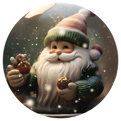 Green Winter Gnome Flat Sublimation Ornament – Design 33 artwork