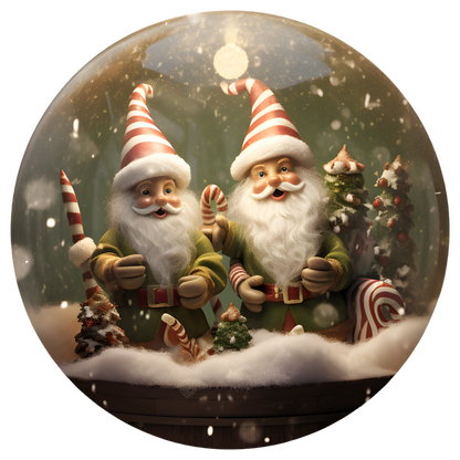 Christmas Gnome Couple Flat Sublimation Ornament – Design 37 artwork
