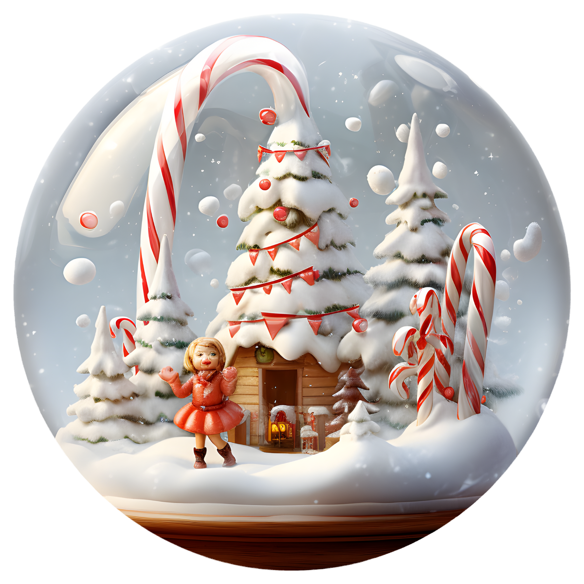 Candy Cane Winter Village Flat Sublimation Ornament – Design 39 artwork