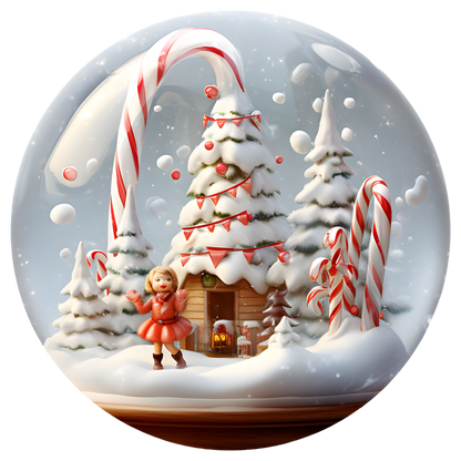 Candy Cane Winter Village Flat Sublimation Ornament – Design 39 artwork