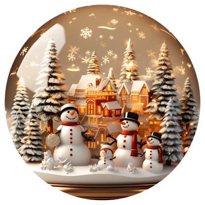 Snowman Winter Village Flat Sublimation Ornament – Design 40 artwork