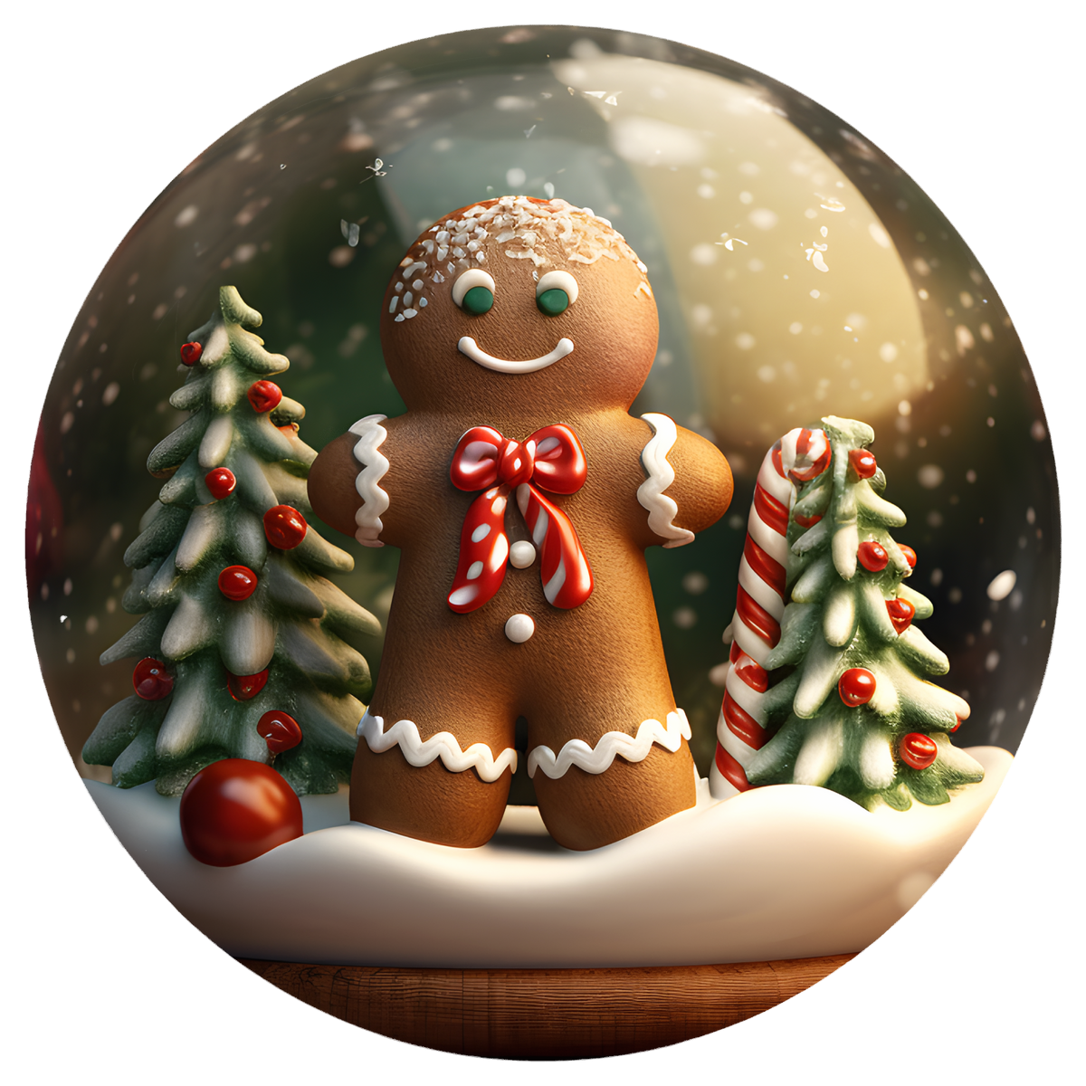 Gingerbread Man in Snow Flat Sublimation Ornament – Design 48 artwork