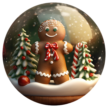 Gingerbread Man in Snow Flat Sublimation Ornament – Design 48 artwork