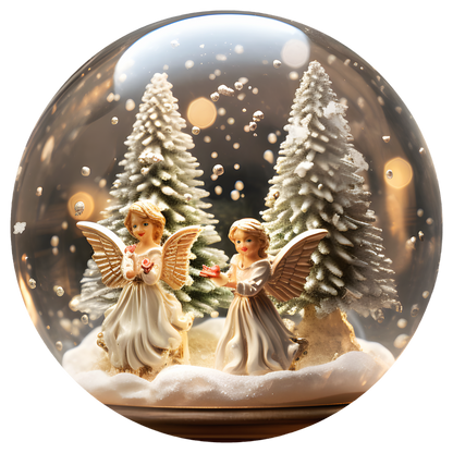 Winter Angels Flat Sublimation Ornament – Design 54 artwork