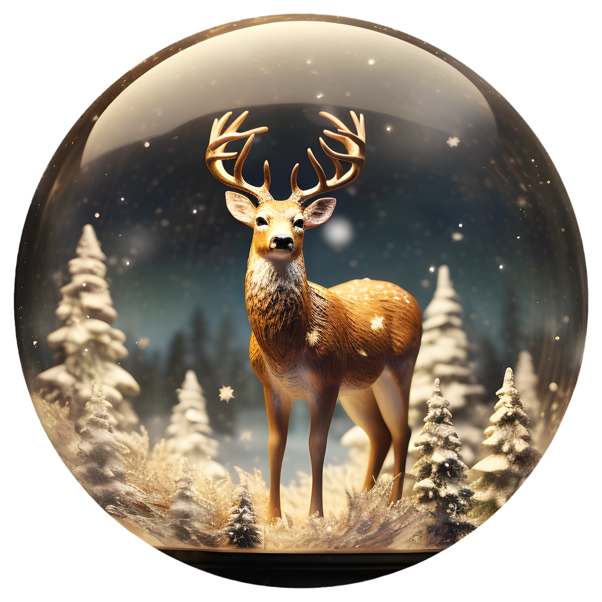 Golden Reindeer Flat Sublimation Ornament – Design 56 artwork