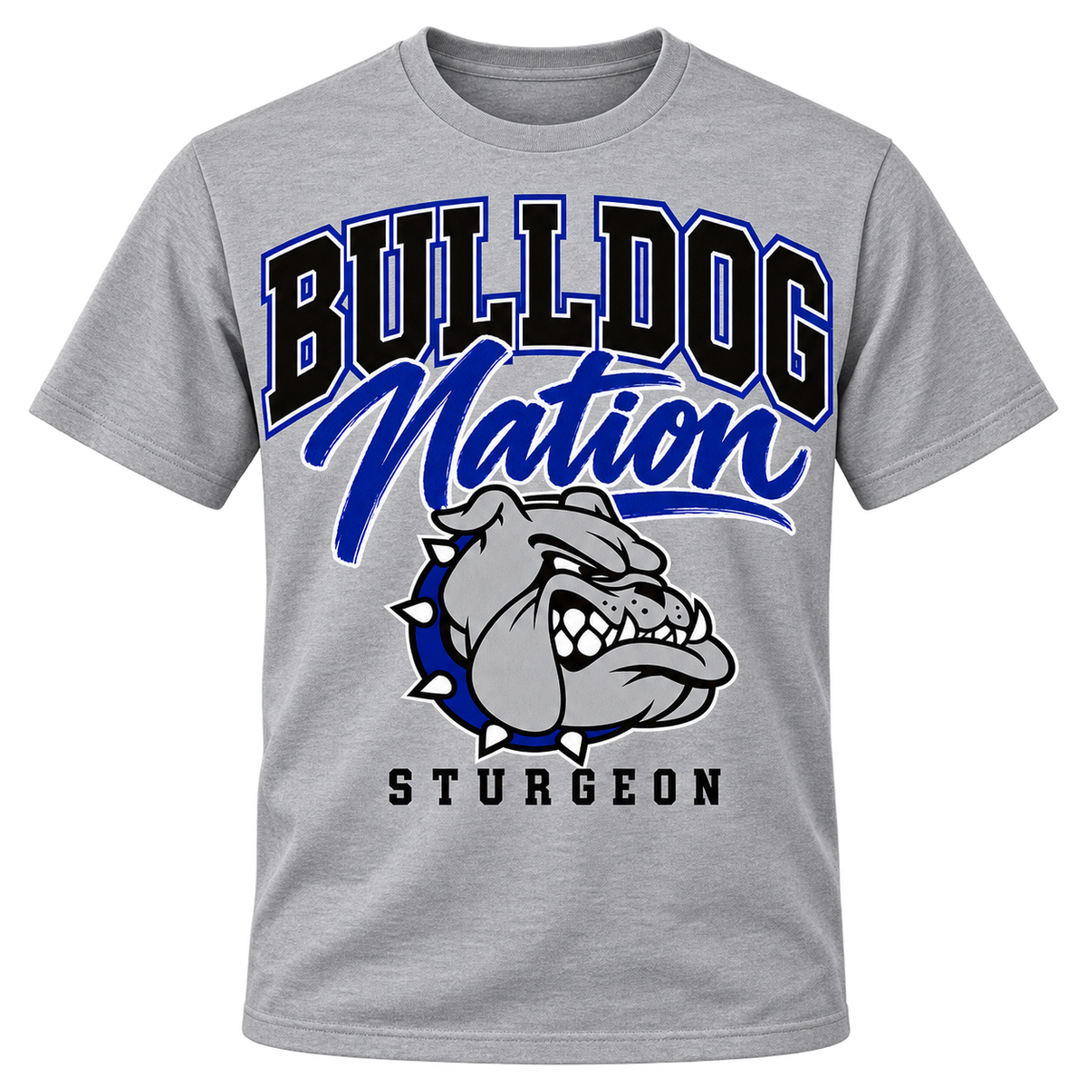 Sturgeon Bulldog Nation — Gray Cotton T-Shirt