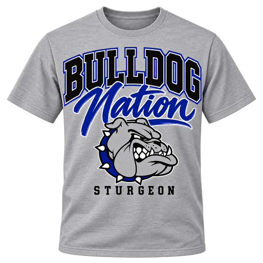 Sturgeon Bulldog Nation — Gray Cotton T-Shirt