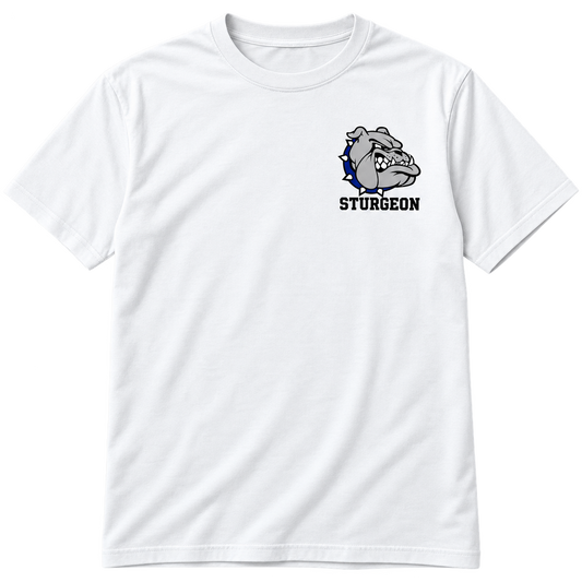 Sturgeon Bulldogs Chest Logo — White Cotton T-Shirt
