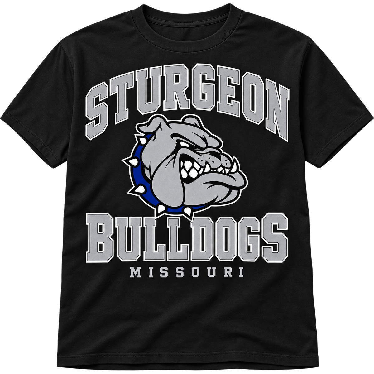Sturgeon Bulldogs Collegiate — Black Cotton T-Shirt