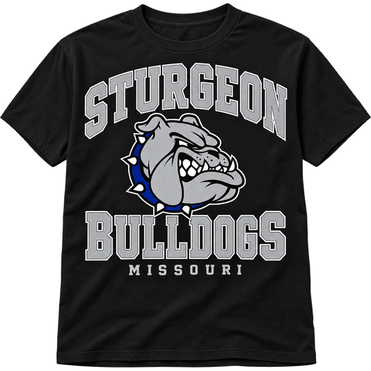 Sturgeon Bulldogs Collegiate — Black Cotton T-Shirt