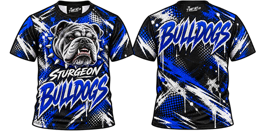 Urban Paint Sturgeon Bulldogs all-over-print shirt front and back