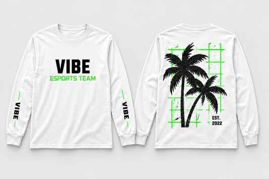 VIBE Palm Grid Long Sleeve Shirt front and back mockup