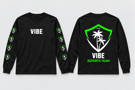 VIBE After Hours Long Sleeve Shirt front and back, star-free logo