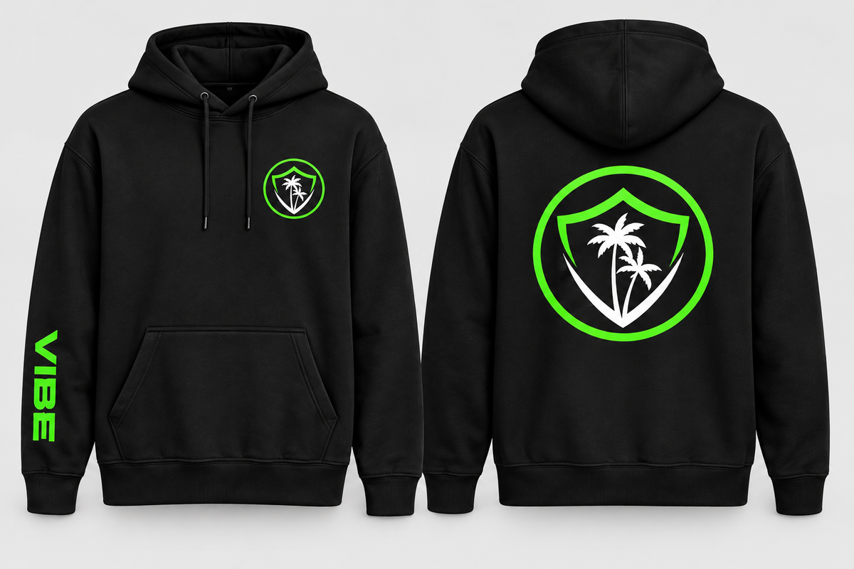 VIBE Club Hoodie front and back