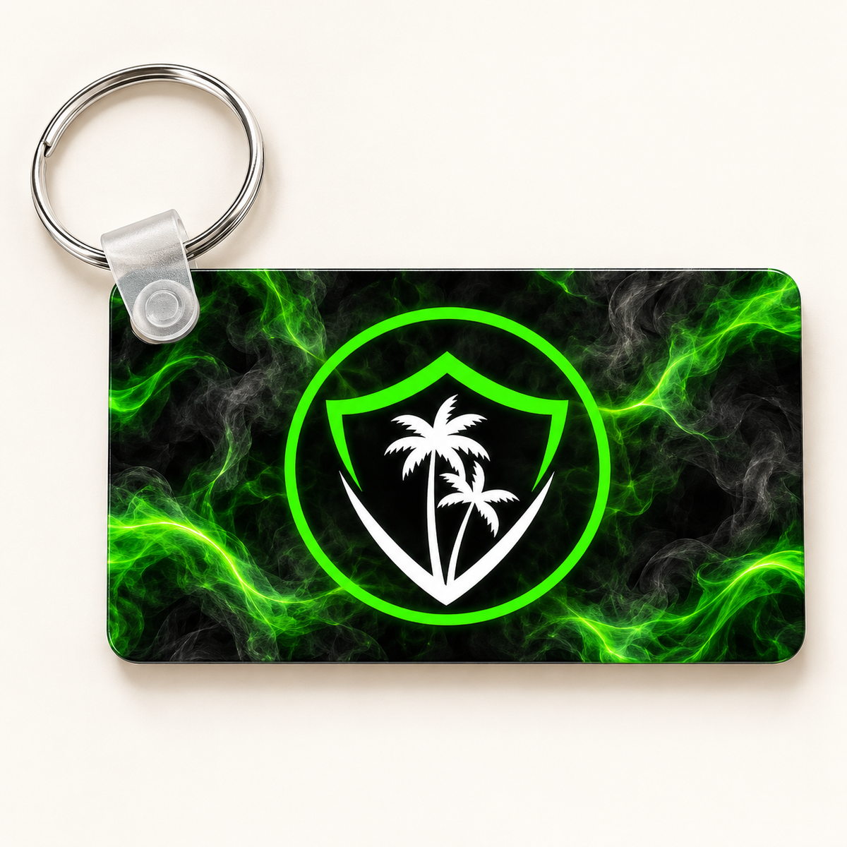 VIBE green smoke full-bleed rectangle keychain