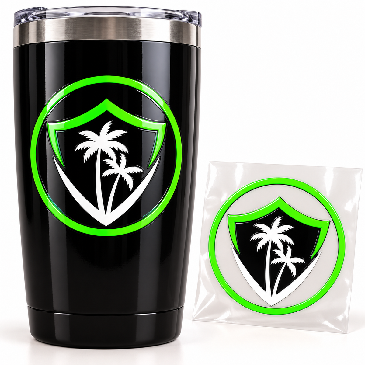VIBE circle logo UV DTF decal