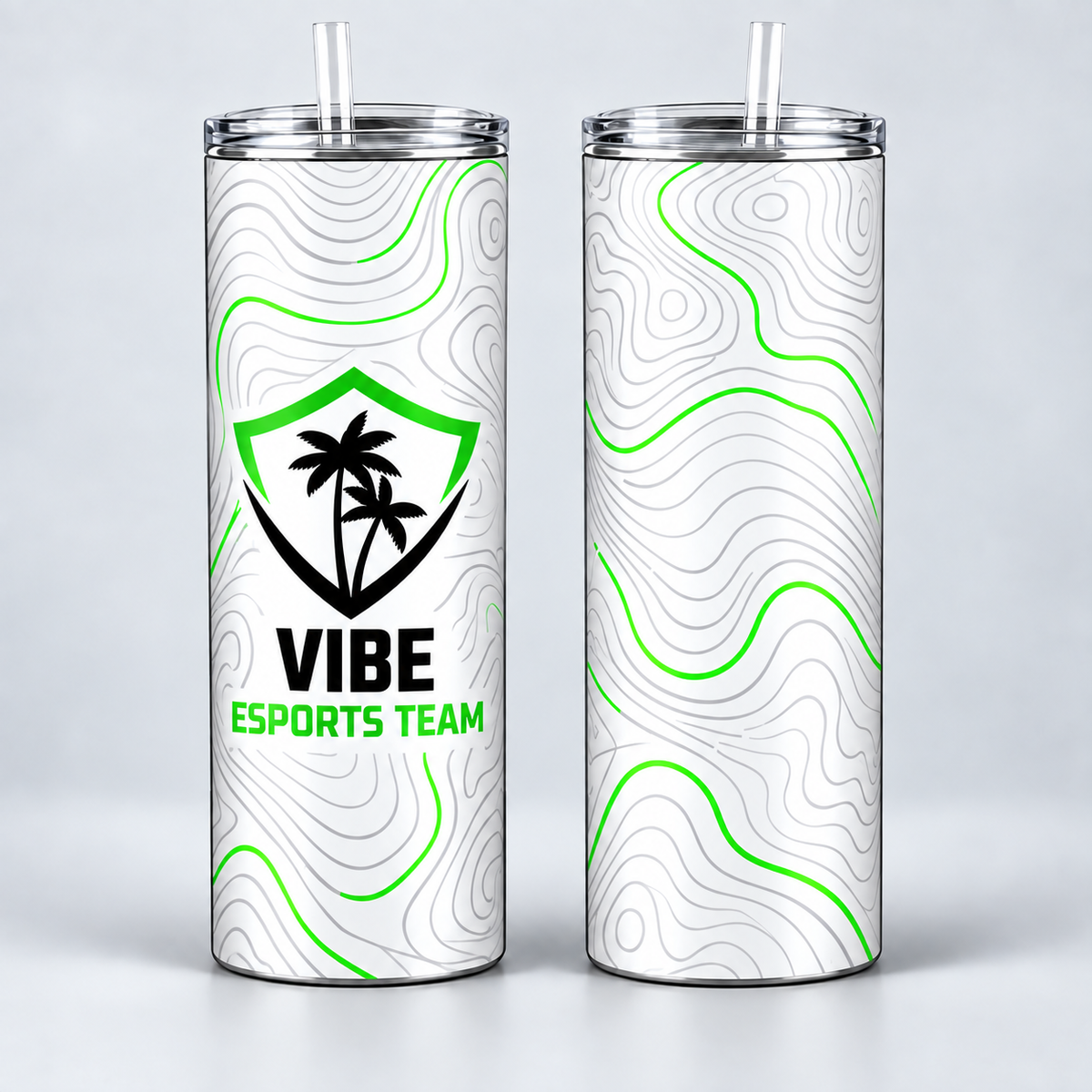 VIBE Contour 20 oz Straight Tumbler front and back, star-free logo
