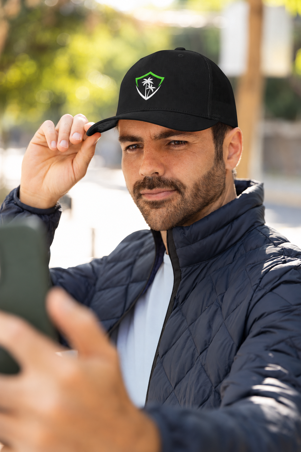 Official VIBE shield all-black trucker hat
