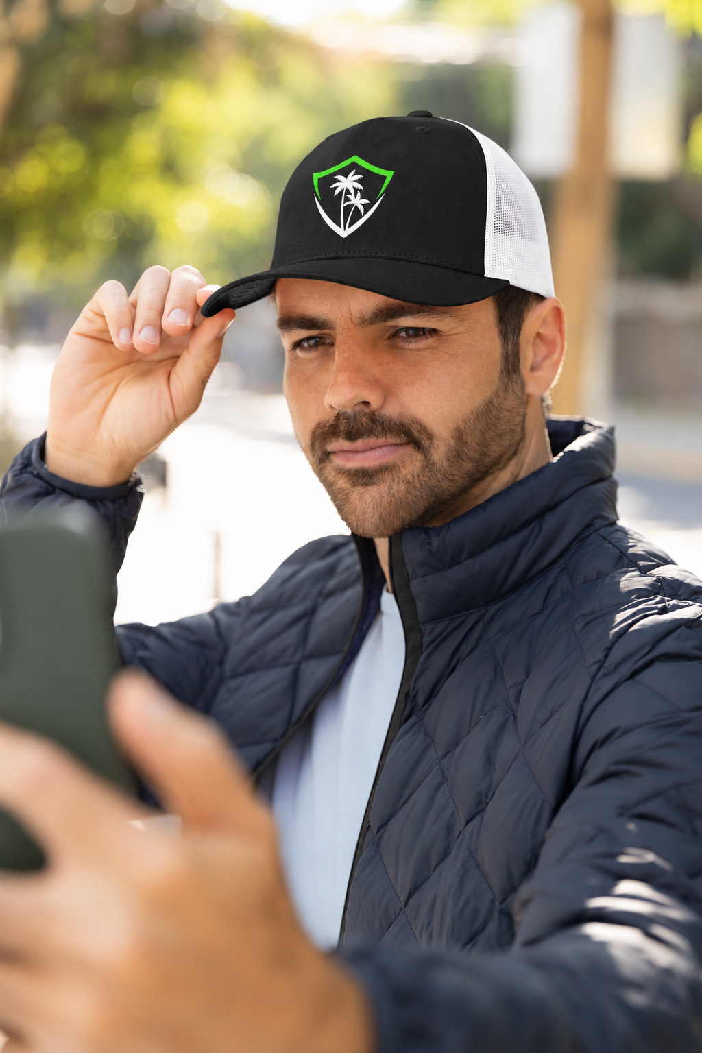 Official VIBE shield black and white trucker hat