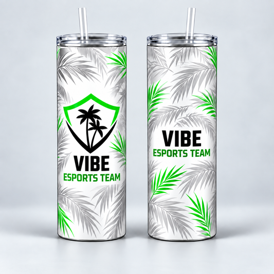 VIBE Stealth Palms 20 oz Straight Tumbler front and back, star-free logo