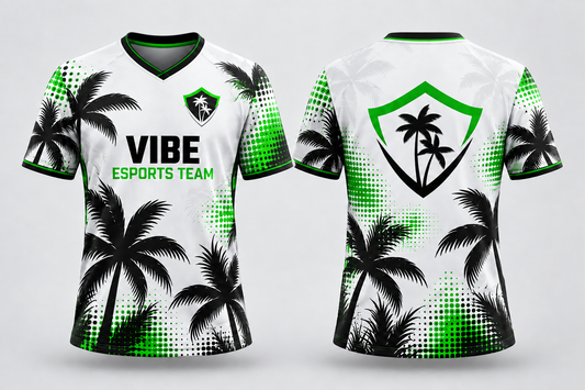 VIBE Tropical Static All-Over Sublimation Jersey front and back, star-free logo