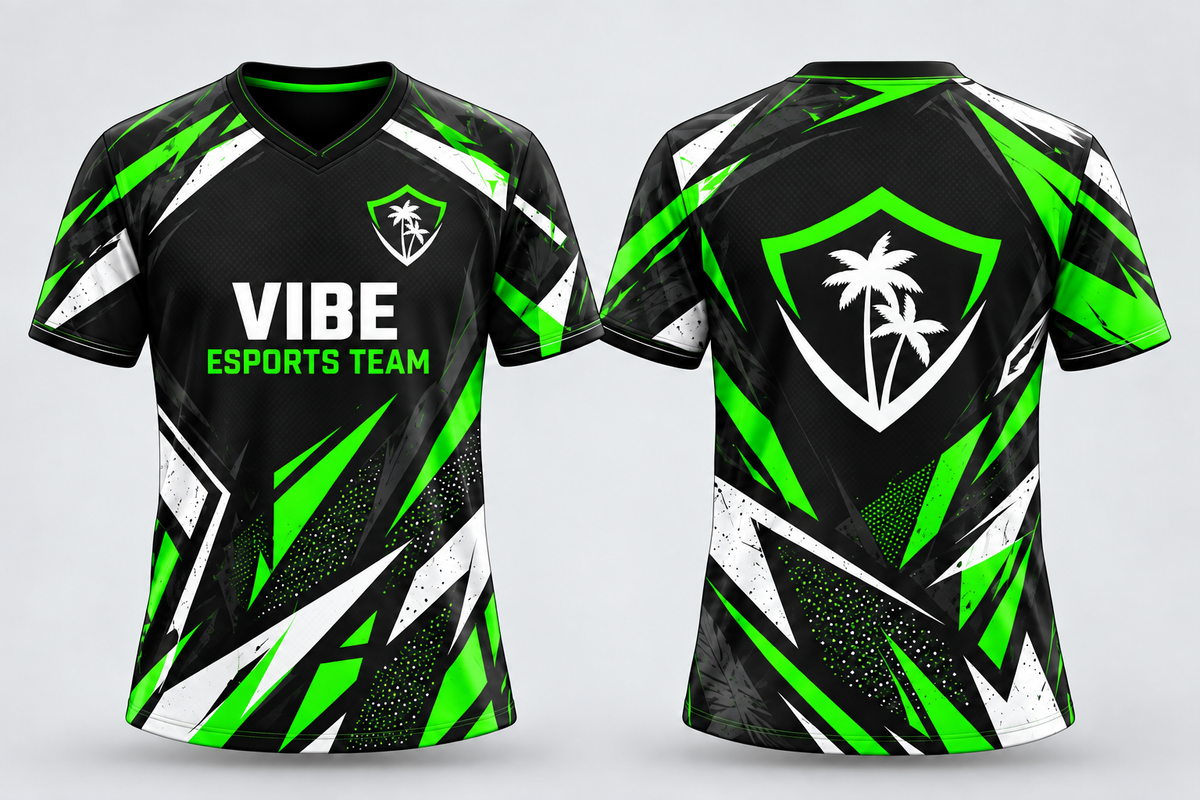 VIBE Volt Fracture All-Over Sublimation Jersey front and back, star-free logo